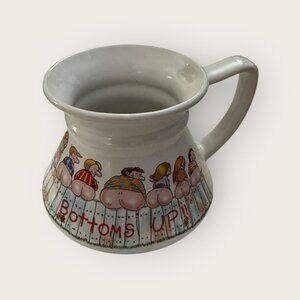 No Spill Tea Coffee Mug 'Bottoms Up' Bare Butts Mooning Hirschi Novelty Mug Vtg